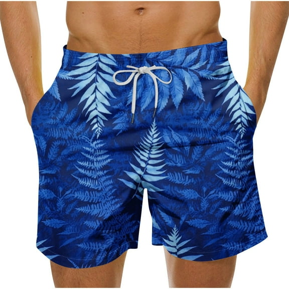 hlysgo Beach Shorts for Men with Pockets Summer Travel Swim Trunks no Liner Quick Dry Hawaiian Swim Shorts Drawstring Bathing Suits Dark Blue XXXL