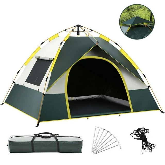 3-4 Person Camping Dome Tent Quick Set Up Outdoor Tent Windproof, Rainproof, UV-Resistant Shelter with 2 Doors and 2 Windows Suitable for Outdoor Camping, Hiking, Backpacking, Traveling, and Beaches