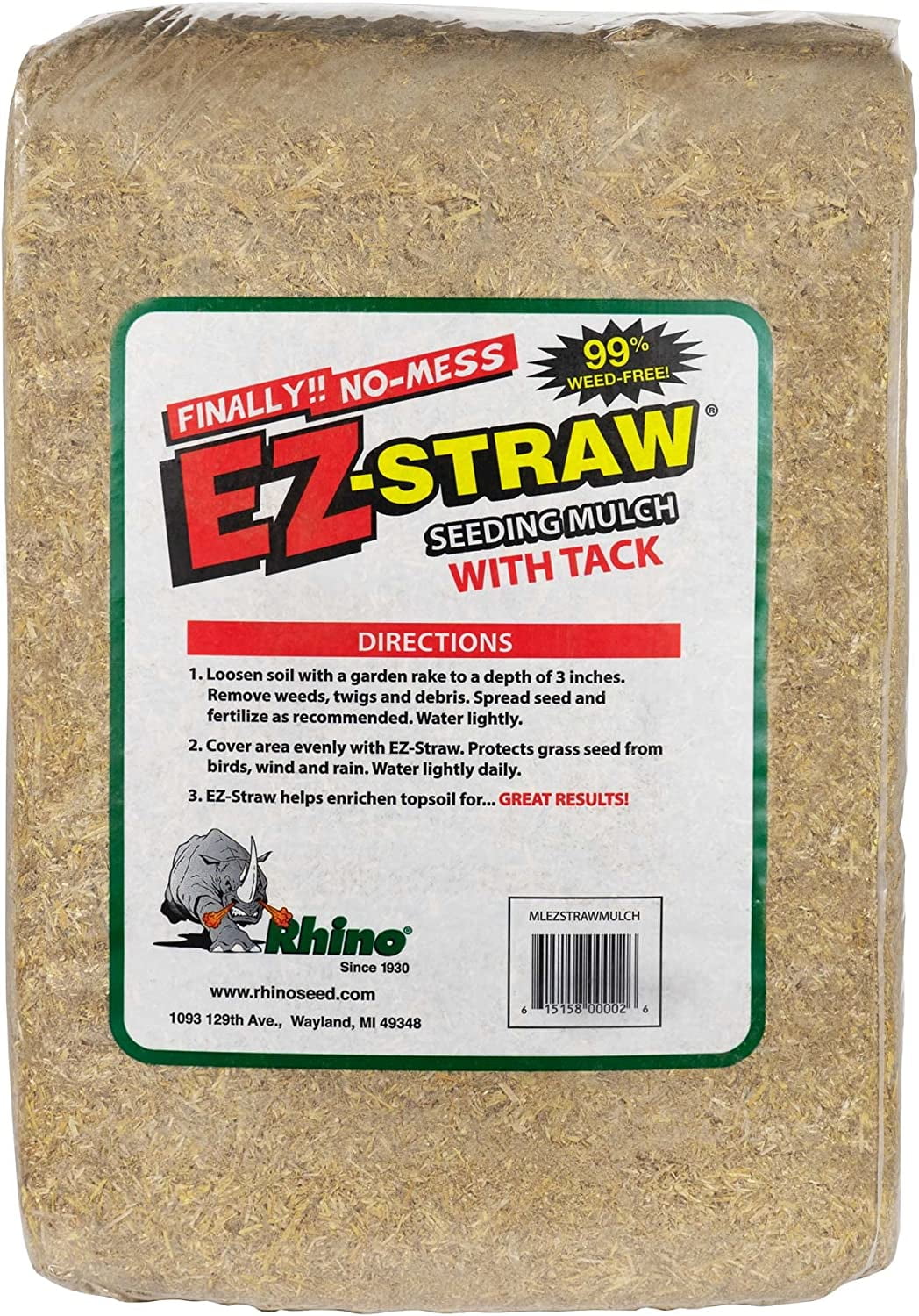 EZ-Straw Seeding Mulch with Tack - Biodegradable Processed Straw ? 2.5 CU FT Bale (Covers up to 500 sq. ft.) (2 Pack)