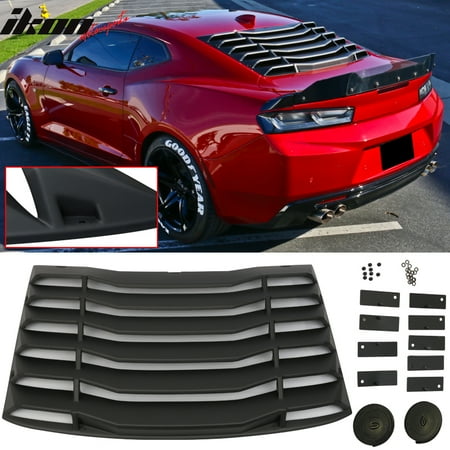 Abs Rear Window Louver - Fits 16-19 Chevy Camaro IKON Rear Window Louvers Cover Sun Shade ABS