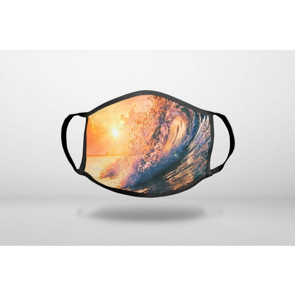 Ocean Wave Sunset - 3-Ply Reusable Soft Cloth Face Covering, Unisex, Cotton Inner Layer