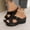 Black, variant on Women's Peep Toe Platform Thick Sole Slide Sandals, Fashion Comfort Wide Width Casual Slippers for Spring Summer Daily Wear Gold 36