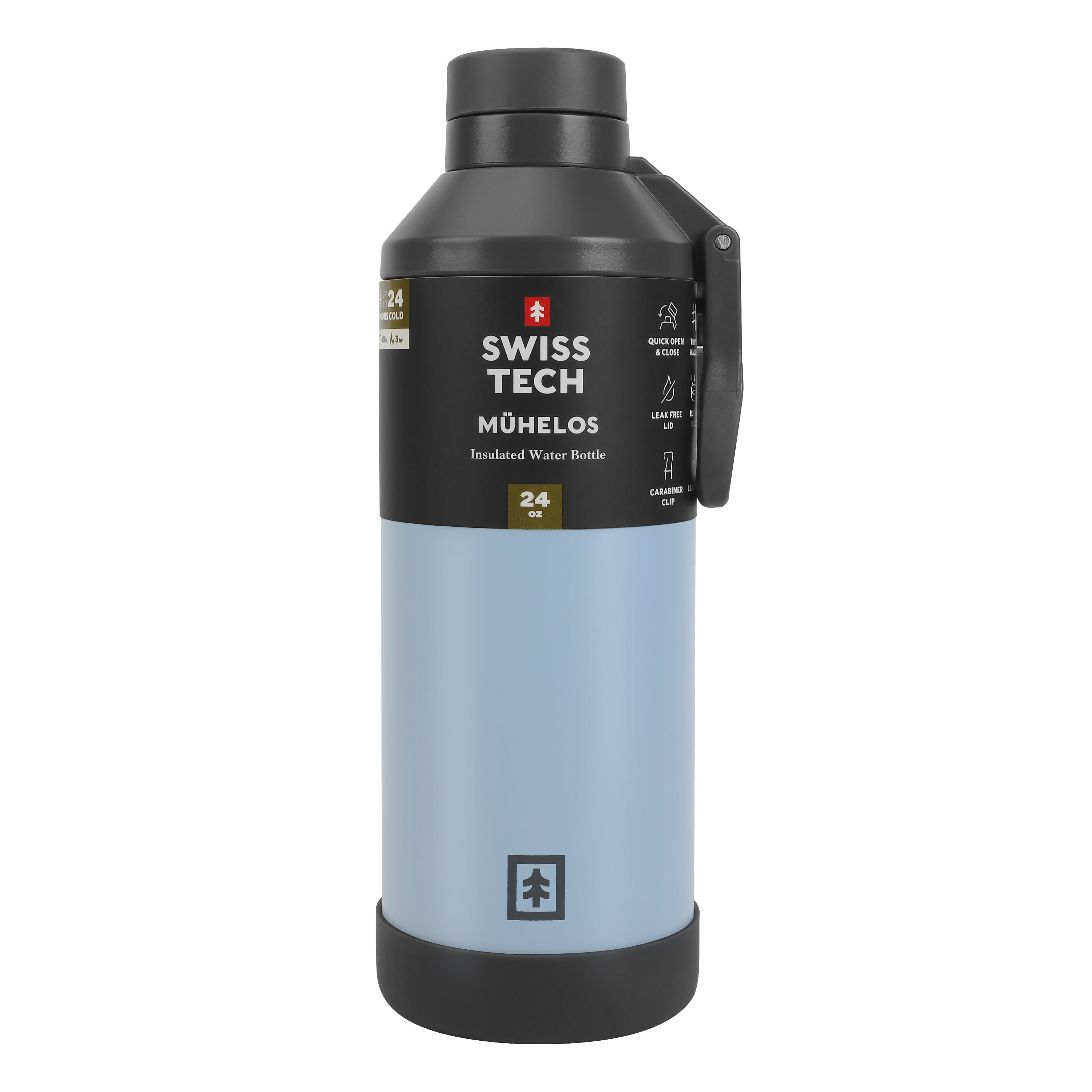 Swiss Tech Muhelos Cresta Blue 24oz Water Bottle, Double-Wall Copper Lined, Leak Proof