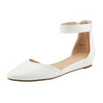 thumbnail image 5 of BURUDANI Women Flats Shoes Low Wedge Sandals Ankle Strap Pointed Toe WHITE/PU Size 8, 5 of 10
