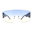 thumbnail image 2 of Oversized Shield Curved Top Thick Temple Mob Fashion Sunglasses Black Blue Yellow, 2 of 4