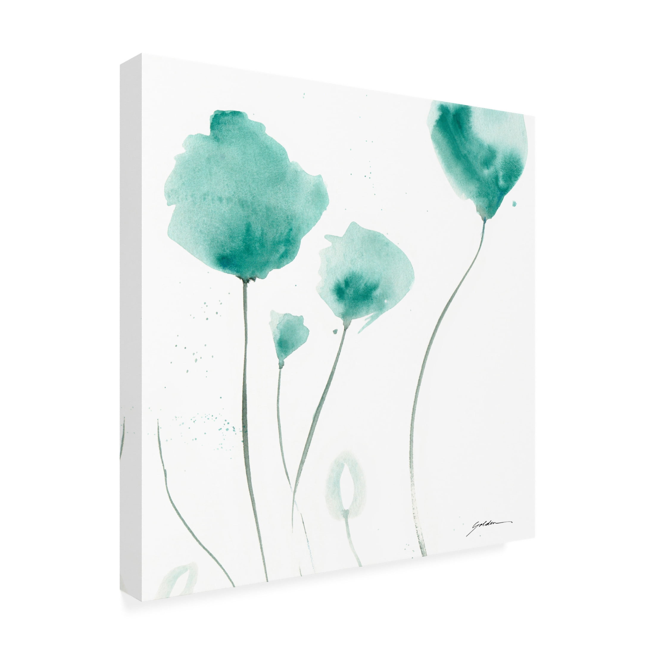 Canvas Wall Art - Sheila Golden 'Teal Trio' Wall Art for Living Room, Bedroom, or Office Décor by Trademark Fine Art - 35 x 35 Inches