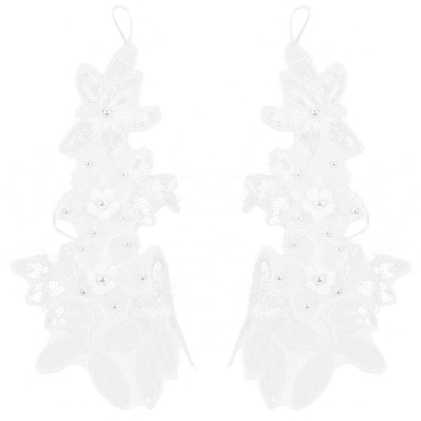 KAKOWELY par de guantes de tul para boda para mujer, guantes de novia con encaje floral y mangas de encaje.