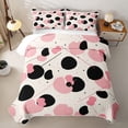 thumbnail image 2 of Castle Fairy Trendy Irregular Blob Print Bed Spread Queen 3pcs,Slender Dot Line Soft Pale Tone Queen Coverlet Set,Pink Black Ivory,1 Quilt and 2 Pillowcases, 2 of 7