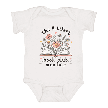 Bubvorie Littlest Book Club Member Baby Onesie Cute Floral Infant Onesie for Baby Girls Funny Book Lover Baby Shower Gift