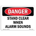 thumbnail image 1 of SignMission OS-DS-A-1824-L-1894 18 x 24 in. OSHA Danger Sign - Stand Clear When Alarm Sounds, 1 of 1