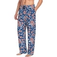 thumbnail image 2 of Uemuo Rose Flowers Pattern Men's Wide Leg Palazzo Lounge Pants with Pockets Light Weight Loose Comfy Casual Pajama Pants-Medium, 2 of 9
