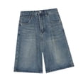 thumbnail image 3 of Pantalones cortos de mezclilla de mujeres Lady Lady Trendy Casual Mid Wisting para vacaciones en la fiesta de vacaciones de vacaciones Azul oscuro, 3 of 8