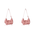 thumbnail image 1 of Bolso Hombro Con Lazo Plisado Suave Hobo Cuero PU para Axila Mujer () Rosa, 1 of 7