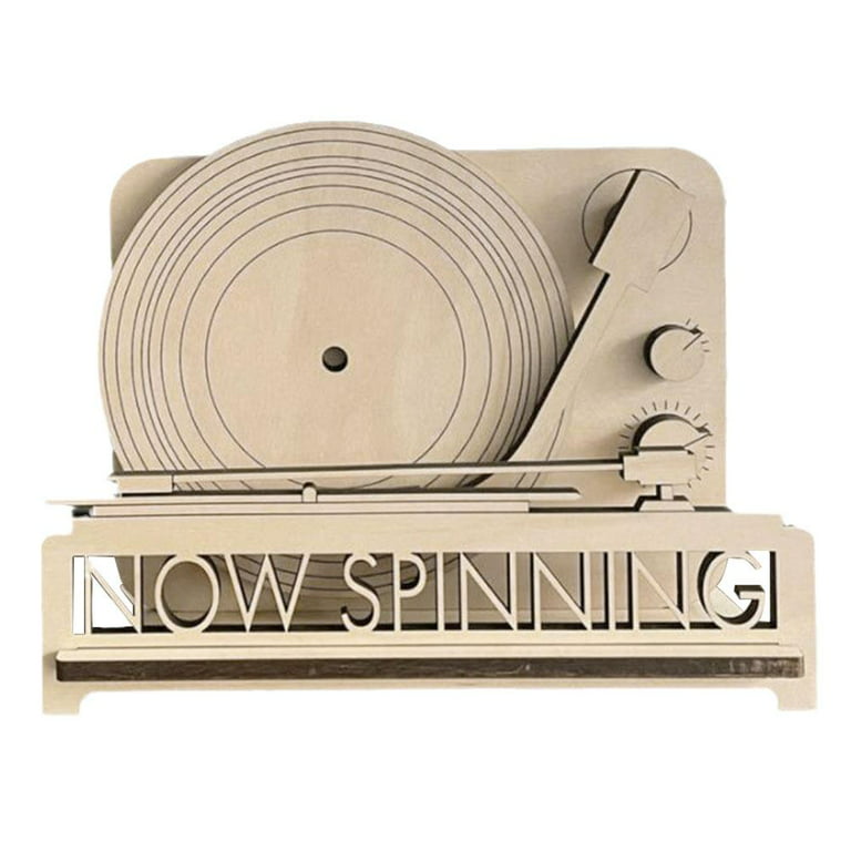 Now Spinning Vinyl Record Stand,Hand Crafted Display Storage Holder,Album  Record Display,3D Vintage Minimalist Holder Display M6P8 