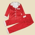 thumbnail image 5 of Ediodpoh Family Matching Pajamas Long Sleeve Silk Stain Sleepwear for Parents and Kids Holiday Family Sleepwear Set Holiday Cozy Loungewear Outfits for Kids Red 11-12 Years, 5 of 5