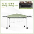 thumbnail image 2 of Costway 10x17 FT Pop Up Canopy Tent with Dual Adjustable Awnings, Silver-Coated Fabric Green, 2 of 10
