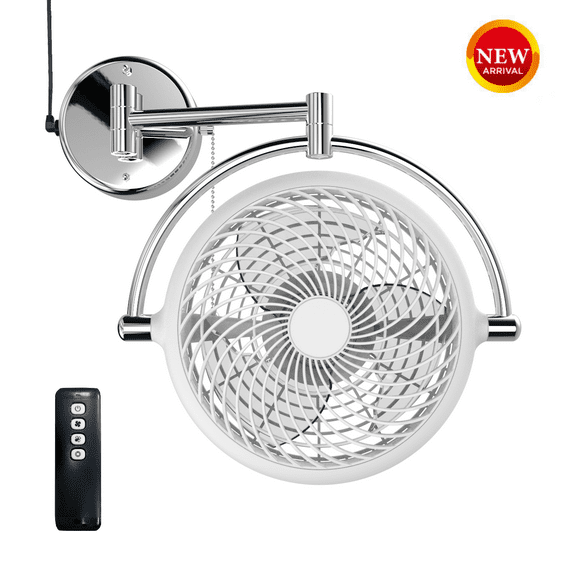 VIVI-DC 10 In. Wall Mount Swivel fan with Folding Arm (White)