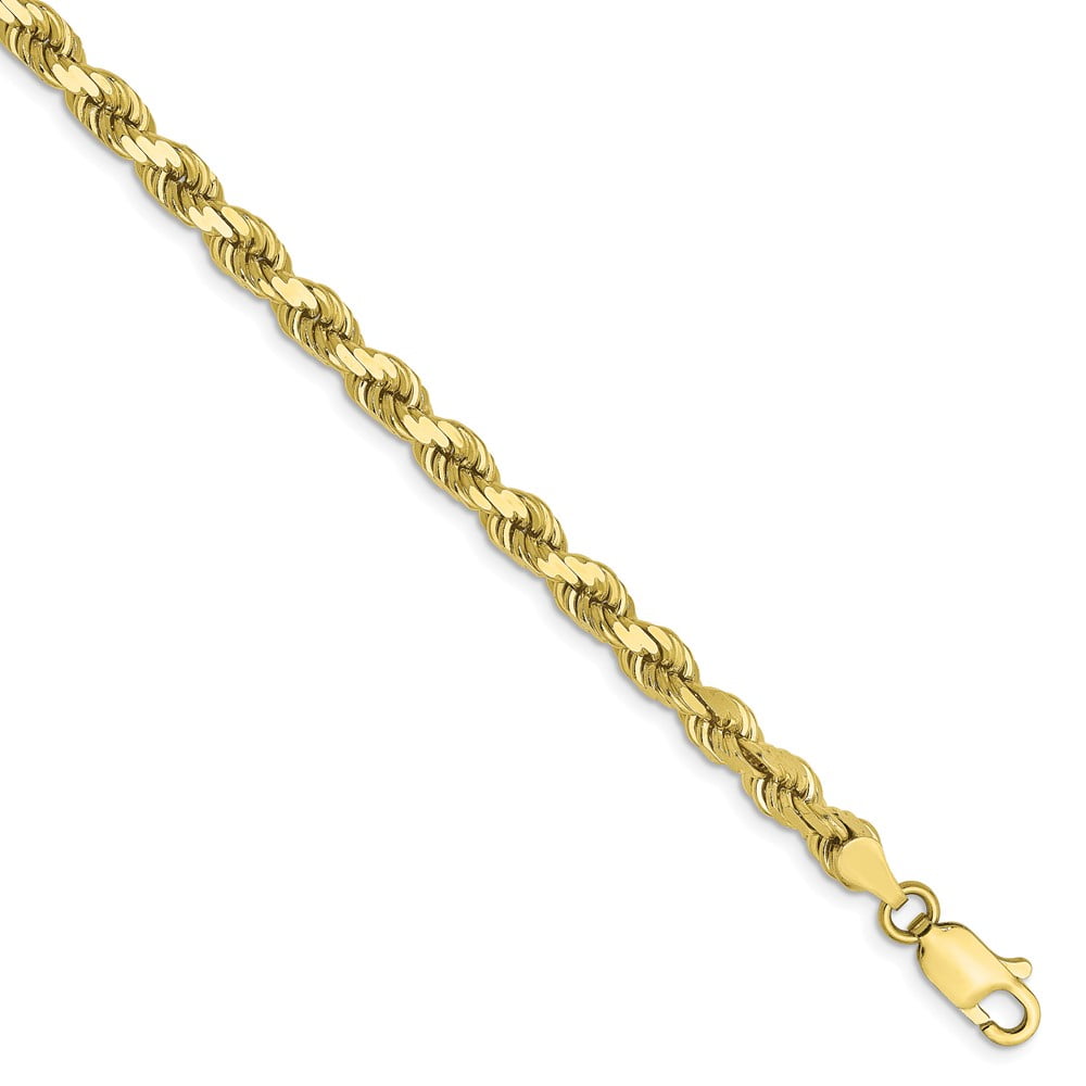 8" Zoll 10k Gelbgold 4mm Diamond Cut Rope Chain Armband