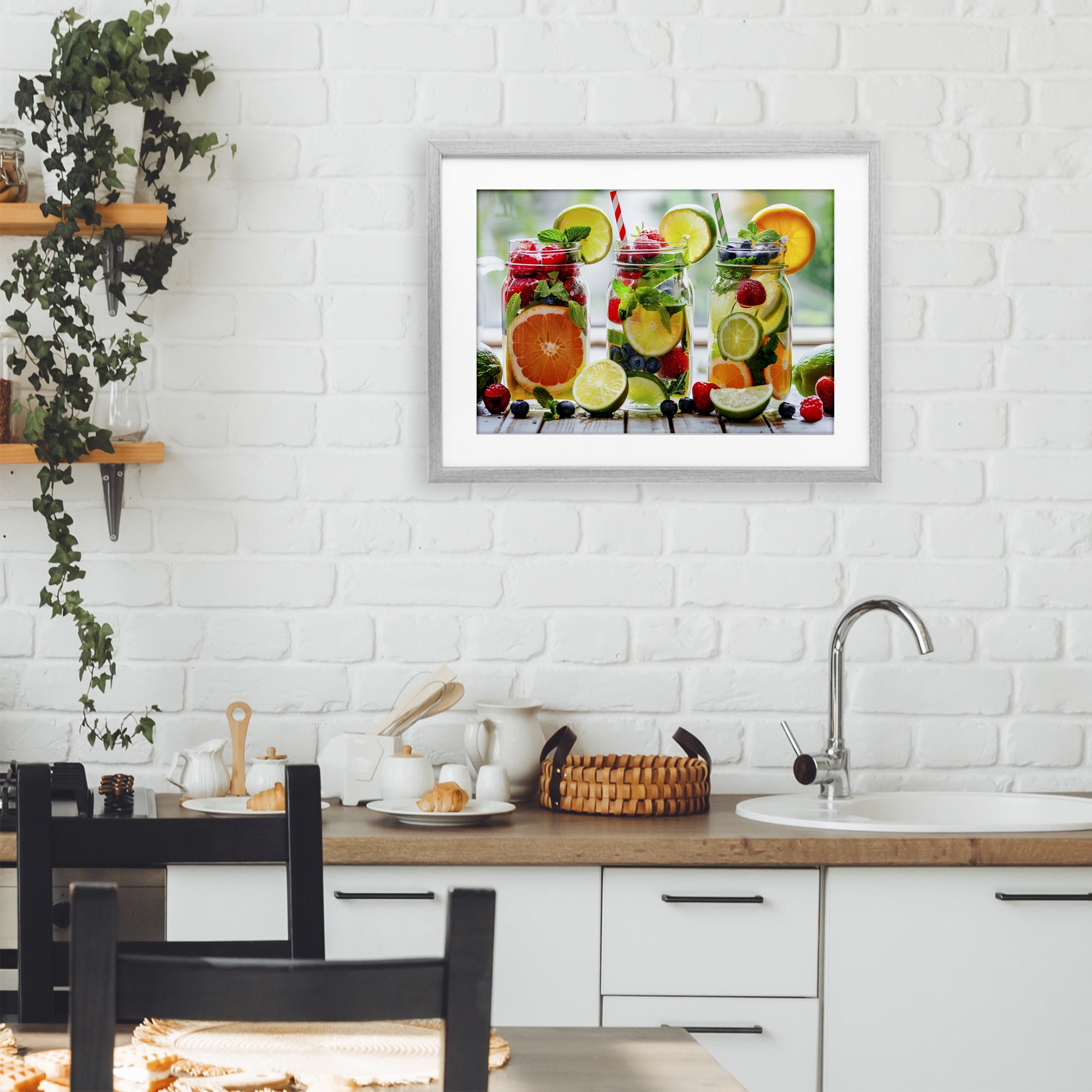 Stupell Industries Vibrant Citrus & Berry Infusion Gray Framed Print Under Glass, design by Lazar Studio