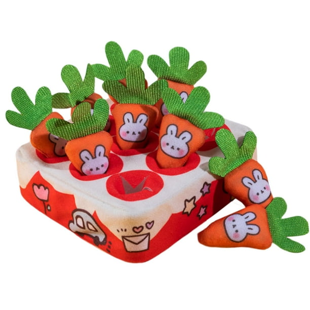 Juguete interactivo para perros con forma de zanahoria que tira de la zanahoria. 9 piezas de zanahorias