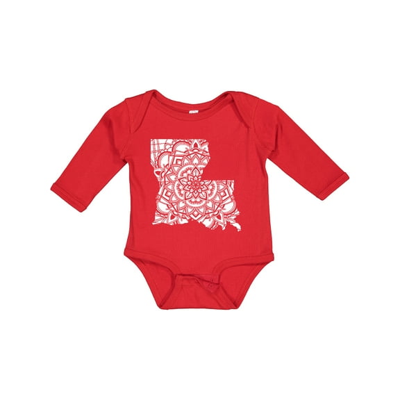 Inktastic Louisiana Silhouette Mandala Boys or Girls Long Sleeve Baby Bodysuit