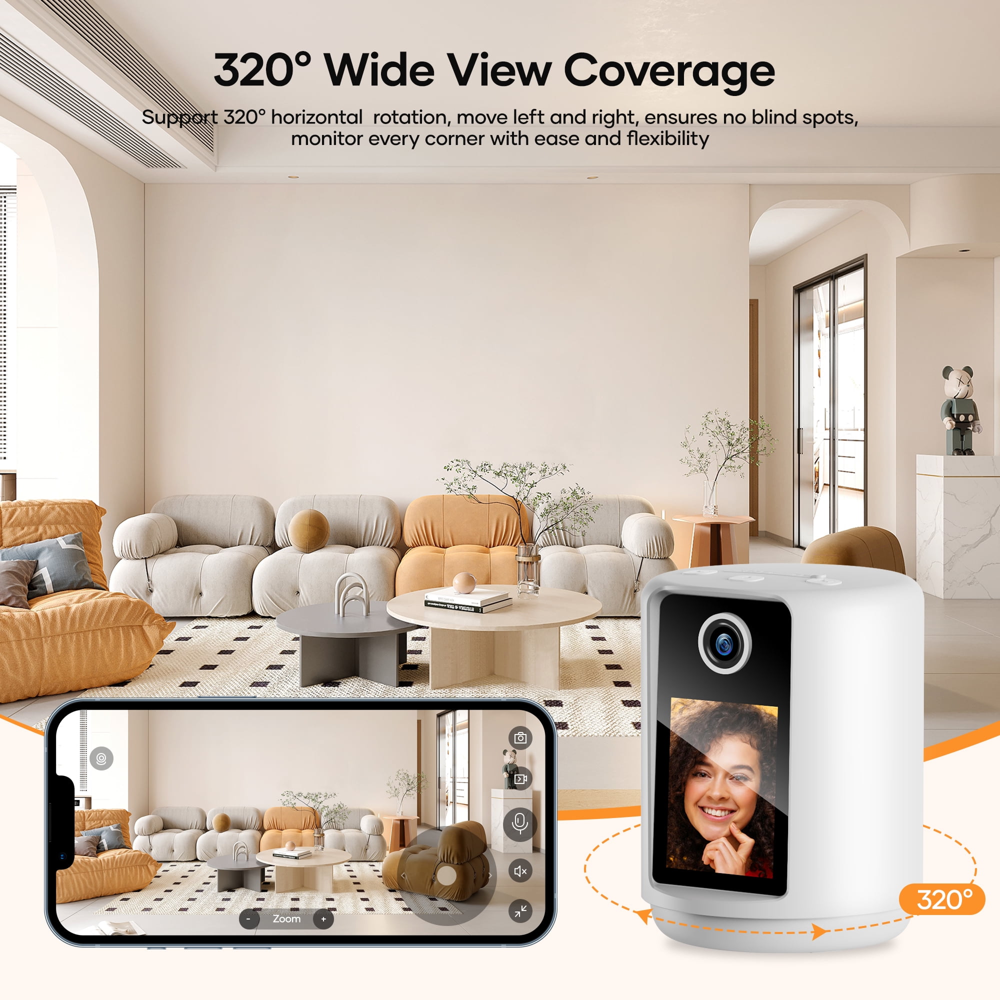 Video Baby Monitor, Mollan Two Way Video Call Camera with HD 1080P WiFi Monitors 2.4" Screen Display, Smart Motion Detection with Night Vision Indoor Security Camera for Baby Elderly