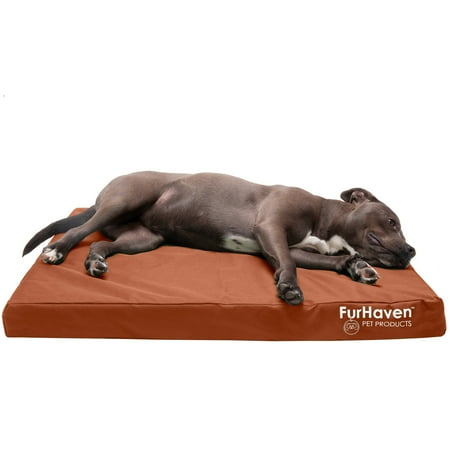 UPC: 0842229120417 | FurHaven Pet Products Oxford Indoor/Outdoor Deluxe Memory Foam Pet Bed for Dogs & Cats – Chestnut Large