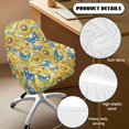 thumbnail image 5 of Whosucclay Vintage Sunflower Butterfly Print Curved Back Chair Cover, Soft Stretch Curved Back Chair Slipcover, Nonslip Removable Washable Bar Stools Covers for Office Living Room Vanity Bedroom, 5 of 7
