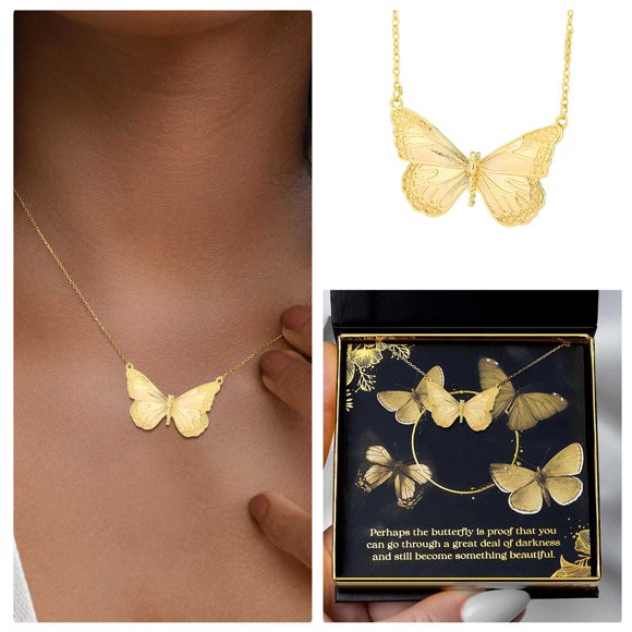 Kitecy Necklaces & Pendants Clearance! Butterfly Necklaces for Women Bohemia Jewelry Stainless Steel Chain Butterfly Pendants Necklaces Collier Femme Bridesmaid Gifts, Gold, 1Pc Necklace