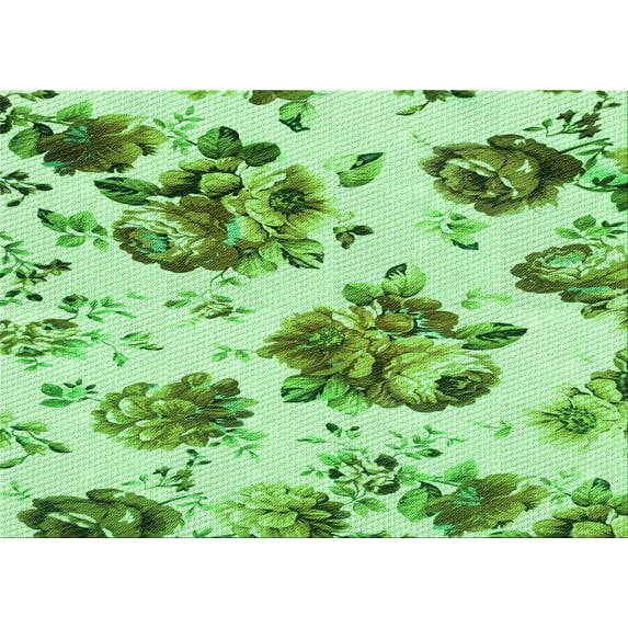 Ahgly Company Indoor Rectangle Patterned Dark Lime Green Area Rugs, 5' x 8'