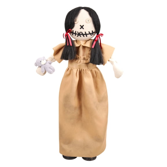 Haunted Hill Farm LED Battery-Power Standing Creepy Doll Halloween Animatronic 2.9-Ft