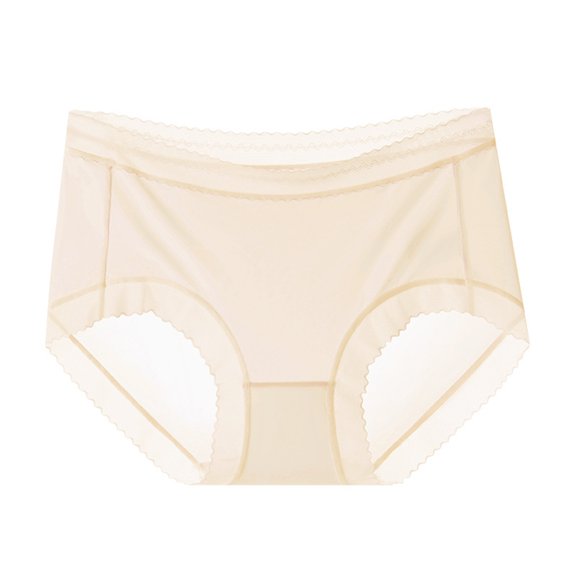 Women Ultra Thin Ice Silk Underwear Seamless Mid Waisted Stretchy Panties Ladies Breathable Sheer Briefs