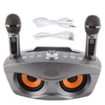 thumbnail image 1 of Altavoz de karaoke familiar con Bluetooth 4.2 para exteriores, micrófono inalámbrico de mano doble, estéreo, gris, 1 of 13