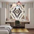 thumbnail image 5 of Black Brown Boho Kitchen Curtains 63 Inch Length, Southwestern Geometric Ethnic Grommet Top Bedroom Living Room Curtains, Light Filtering Cafe Curtain Drapes 2 Panels Set 84''x63'', 5 of 9