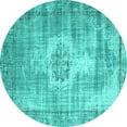 thumbnail image 1 of Ahgly Company Indoor Round Abstract Turquoise Blue Contemporary Area Rugs, 3' Round, 1 of 4