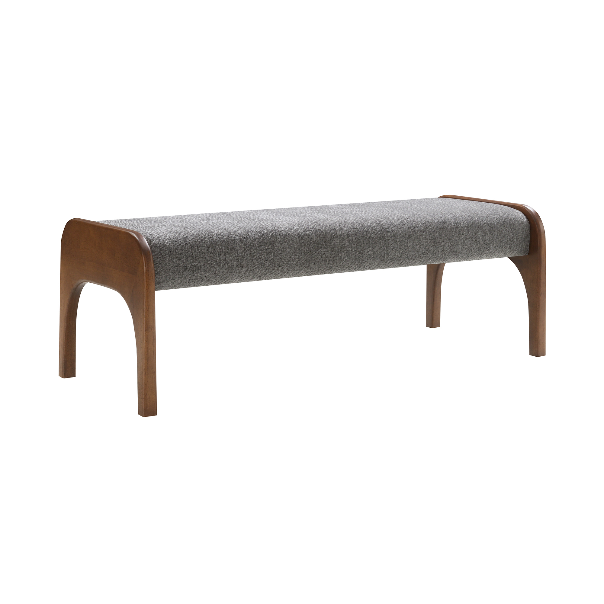 HOQBN Upholstered Long Bench, Modern Dining Bench with Soft Chenille Fabric &Rubber Wood Legs for Kitchen Table, Bedroom, Entryway Grey