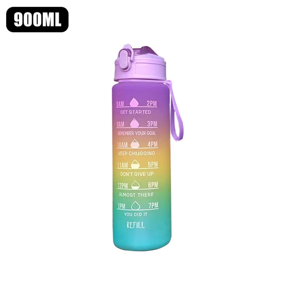 Tiitstoy Large Capacity Fitness Sports Water Bottle with Time Marker,  Edibility Grade Plastic, Leakproof Rotating Bottle Caps, for Gym, Outdoor,  Office Work (25Oz) 