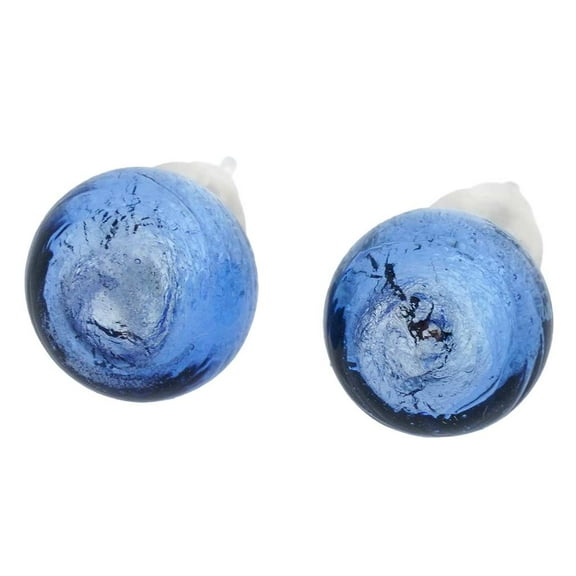 GlassOfVenice Murano Glass Ball Stud Earrings - Sky Blue