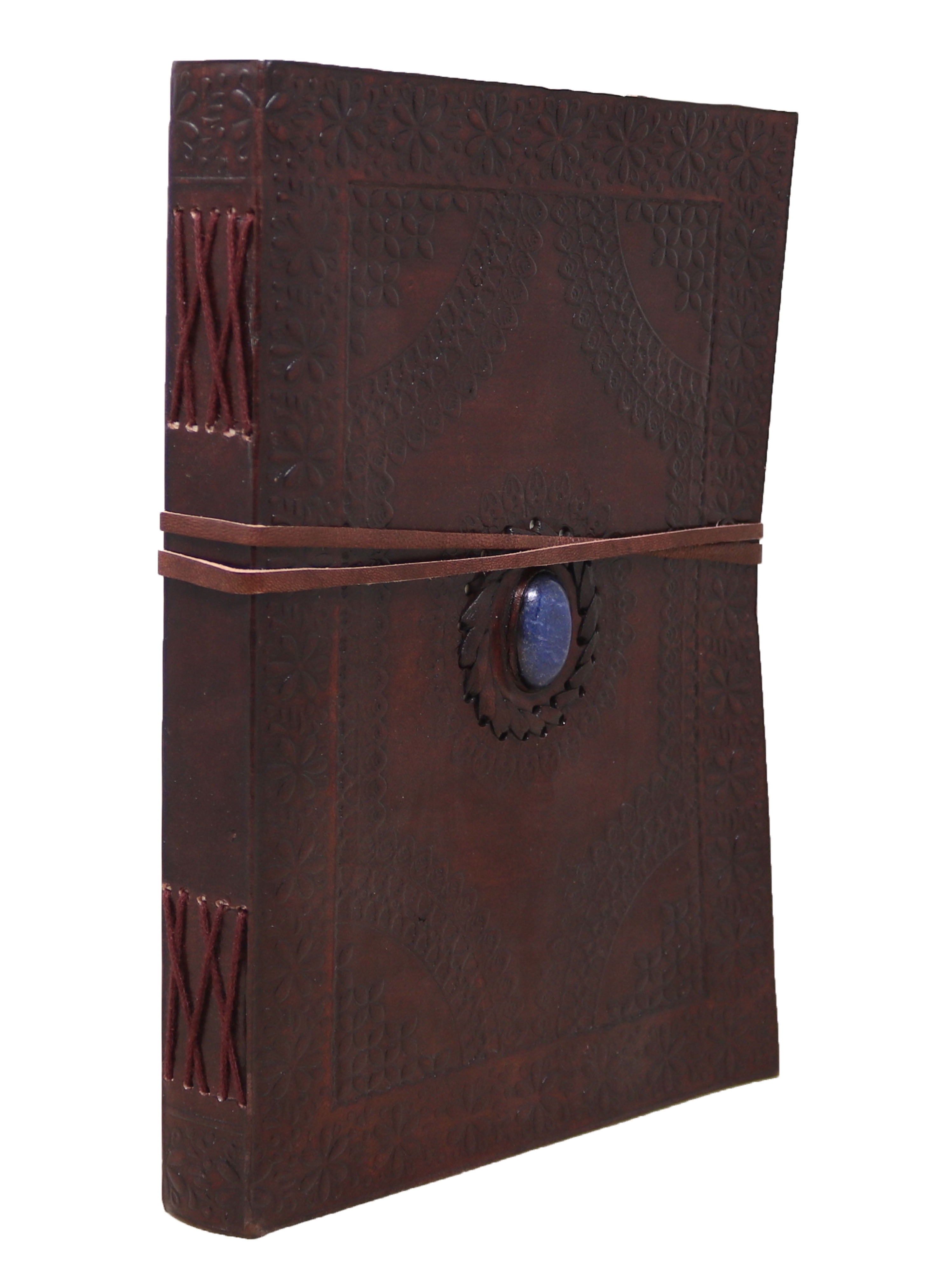 Jaald Leather Journal with String Blue Stone Grimoire Travel Diary Spell Book Daily Planner Book of Shadows Sketchbook Gifts for Artists