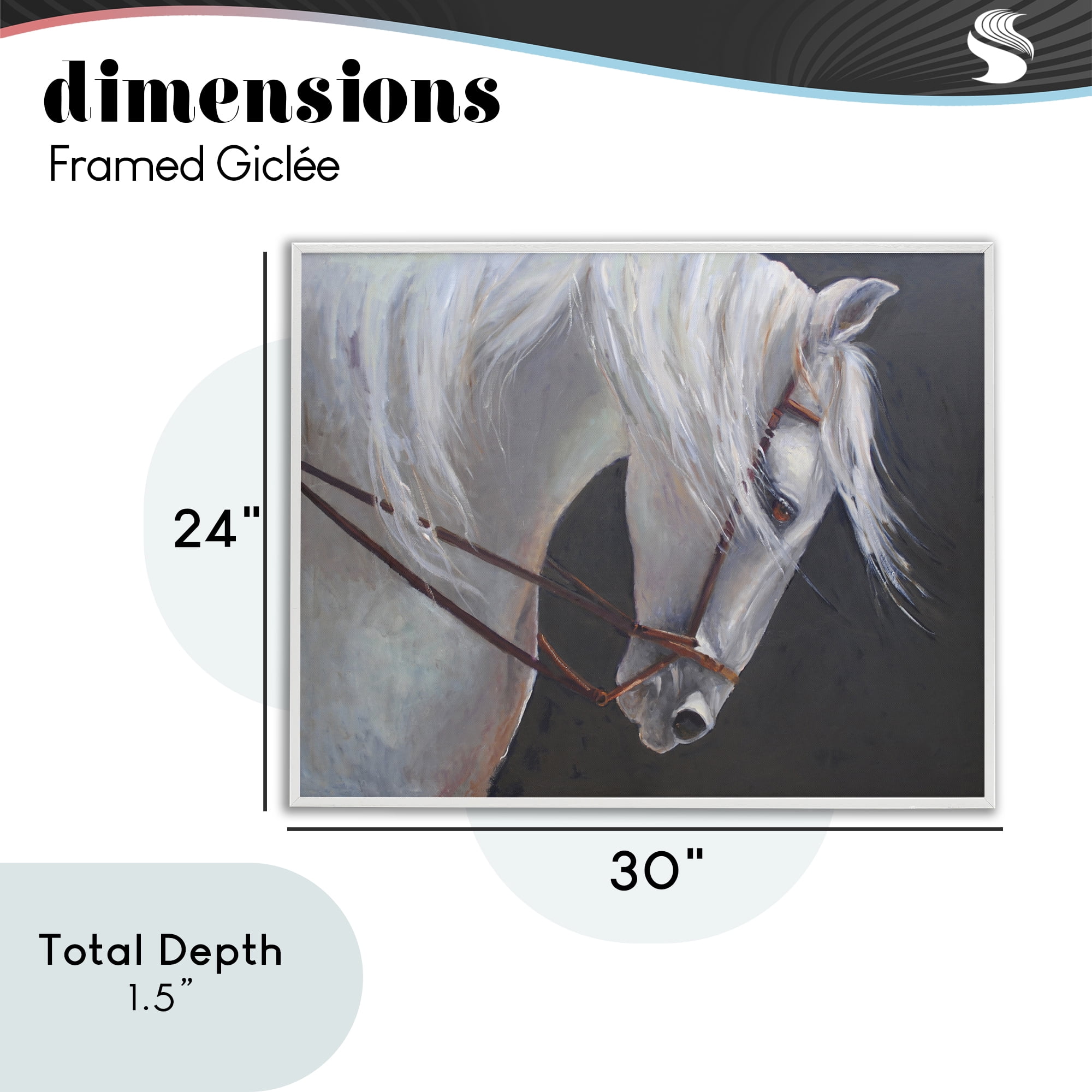Stupell Industries Majestic White Mare White Framed Giclee Art, design by Jadei Graphics