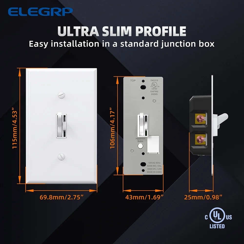 ELEGRP Slide Toggle LED Dimmer Switch, 2-Pack photo 7