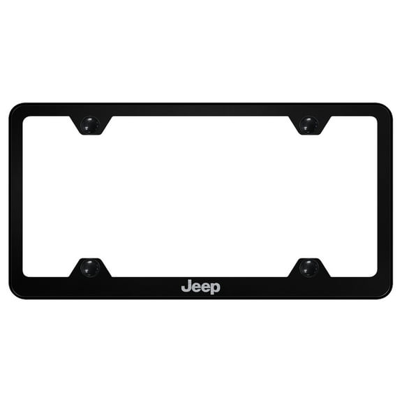 Jeep Laser Etched Logo Stainless Steel Wide Body License Plate Frame (Black)