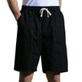 thumbnail image 2 of Nrmvnmi Men's Solid Fashion Casual Cotton Drawstring Elastic Waist Half Shorts Pants Father's Day Gifts For Dad ,4th of July Gifts for Men, 2 of 7
