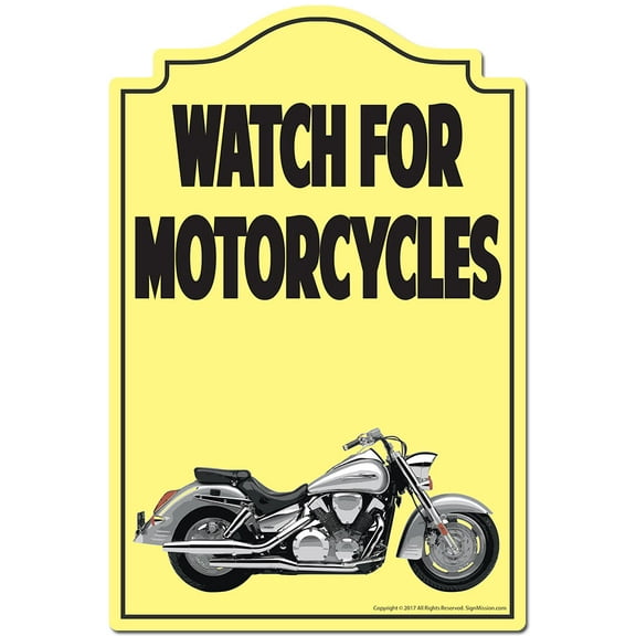Watch For Motorcycles Novelty Sign | Indoor/Outdoor | Funny Home Decor for Garages, Living Rooms, Bedroom, Offices | SignMission personalized gift
