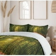 thumbnail image 6 of Ambesonne Landscape Duvet Cover Sets, Misty Forest View Trees, 2-Queen, Forest Green Dark Peach, 6 of 7