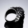 thumbnail image 2 of Titanium Steel Mens Vintage Wolf Head Ring: Animal Zodiac Style, Personality Statement Ring for Men, 2 of 3