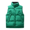 thumbnail image 2 of BiZtdJrK Men's Nylon Vest Solid Color Stand Collar Sleeveless Workwear Puffer Vests Winter Warm Windproof Vest Jacket with Pockets 90% Off Clearance Sale Green XXL, 2 of 6