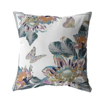 Honey Butterfly Indoor/Outdoor Pillow with Removable Cover in Pink on White26x26