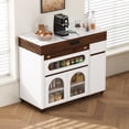 thumbnail image 2 of Extendable Dining Table with Extra-Long Folding Top, Rolling Kitchen Island with Drawers, Storage Cabinet for Kitchen and Dining Room (Walnut + Creamy White), 2 of 8