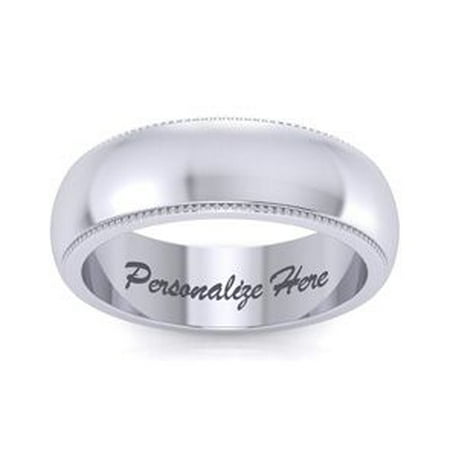- 10K White Gold 6MM Milgrain Ladies and Mens Wedding Band Size 15 Free Engraving